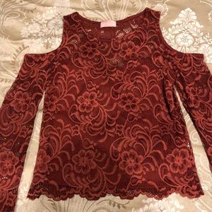 Cold shoulder lace top